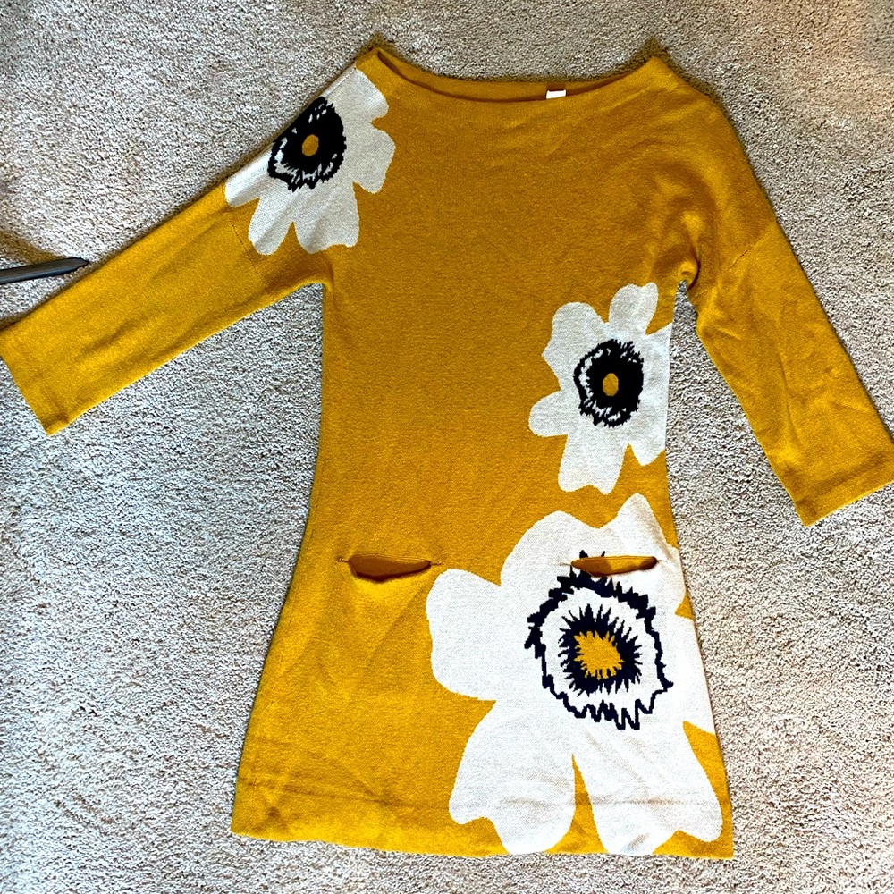 *Anthropologie* Retro Knit Floral Mini Dress SIZE XS